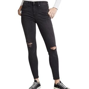 Madewell 9 Inch High Rise Black Skinny Distressed Womens Size 29 Jeans